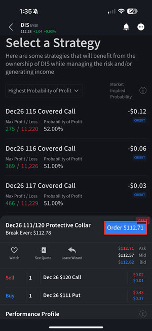The protect a position leg details on the iPhone. 